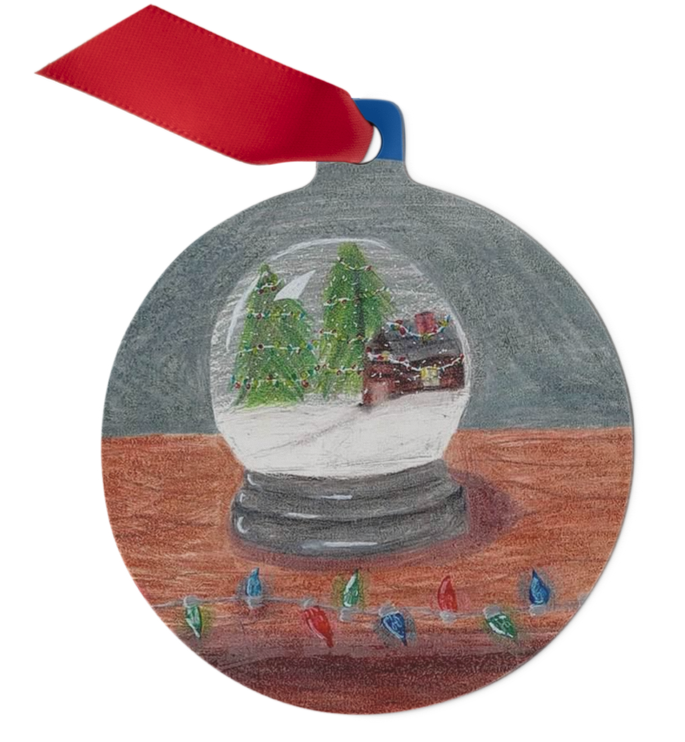 Cheerful Holiday Snow Globe Ornament by Grace